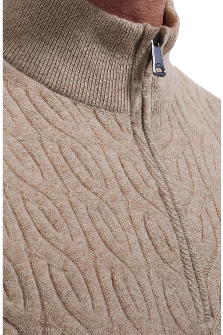 Cotton and Cashmere Quarter Zip Sweater, Alternate, color, COBBLESTONE