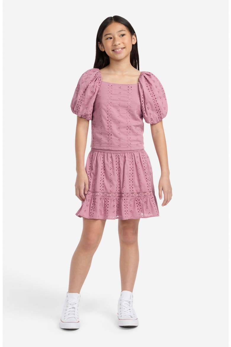 Kids' Cotton Eyelet Skort, Alternate, color, ROSE
