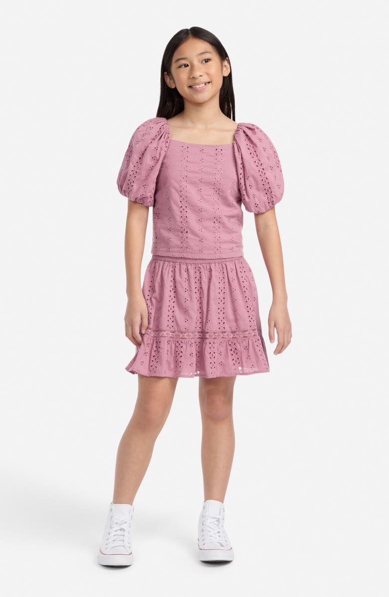 abercrombie kids Kids' Cotton Eyelet Skort, Alternate, color, Rose