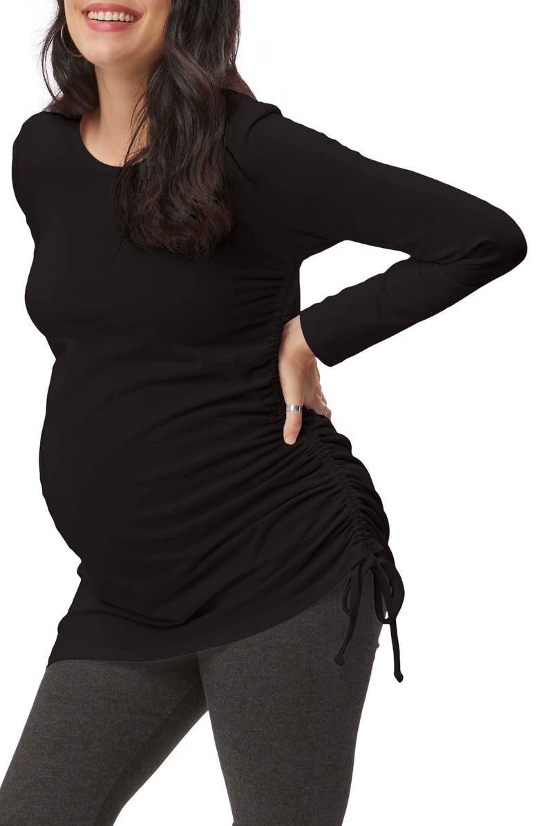 Stowaway Collection Asymmetrical Drawstring Maternity Top, Main, color,