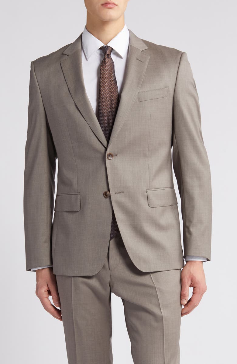 BOSS Huge Solid Wool Suit, Alternate, color, Lt Bge