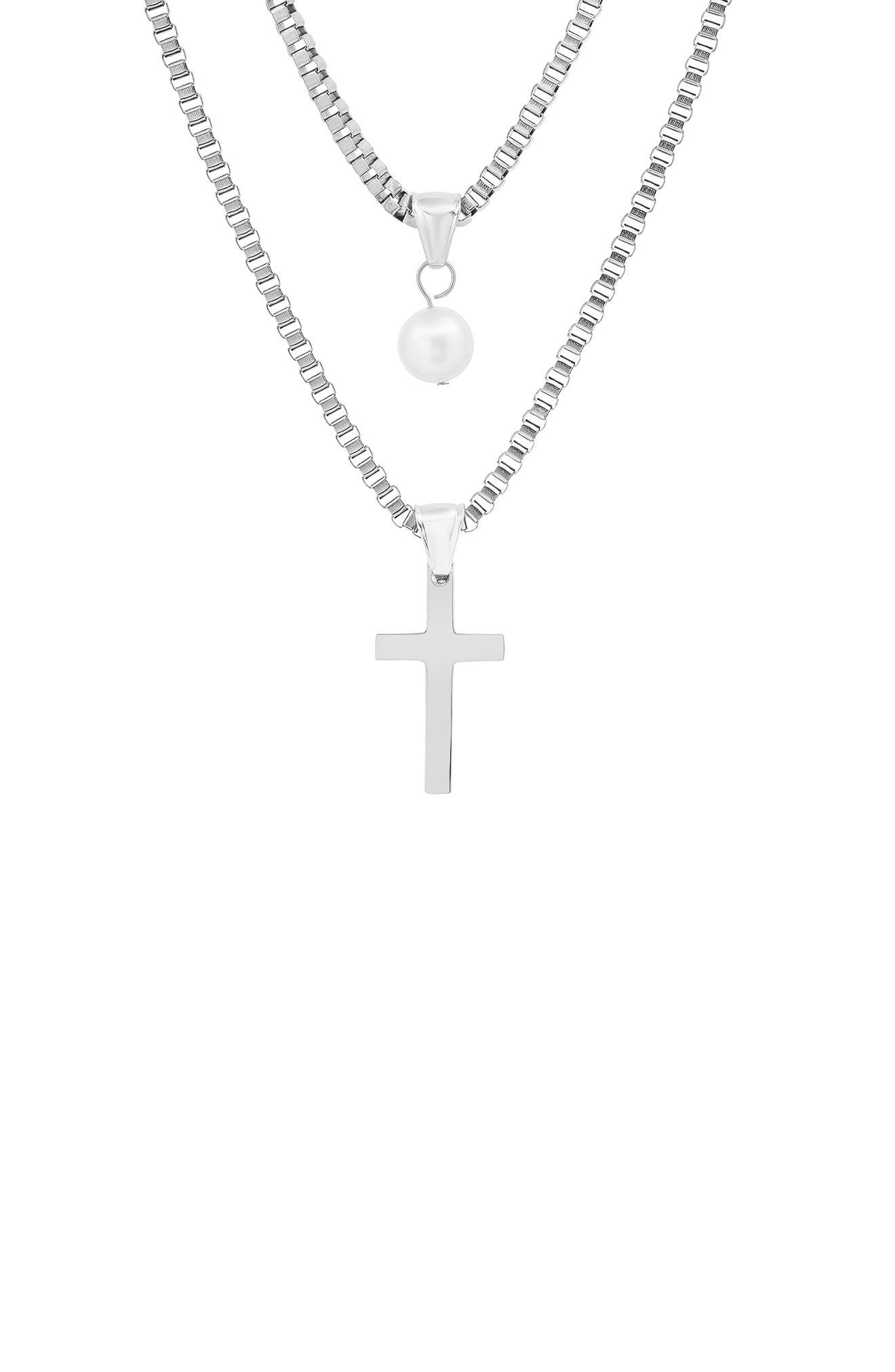 HMY JEWELRY Double Row Cross Necklace (Men) | Nordstromrack
