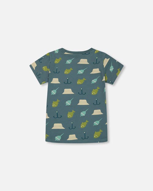 Deux Par Deux Little Boy's Printed Organic Cotton Tee Teal And Peach In Teal And Peach