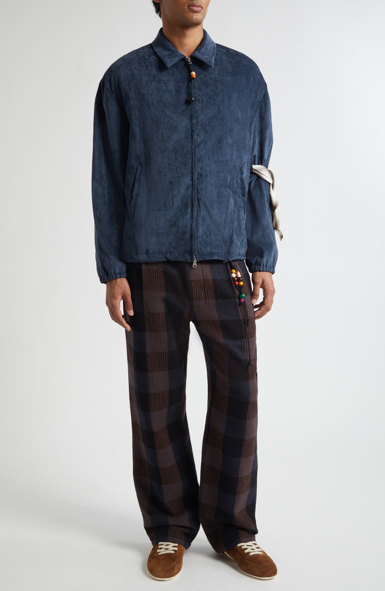 SONG FOR THE MUTE Slim Faux Suede Coach's Jacket, Alternate, color, Navy