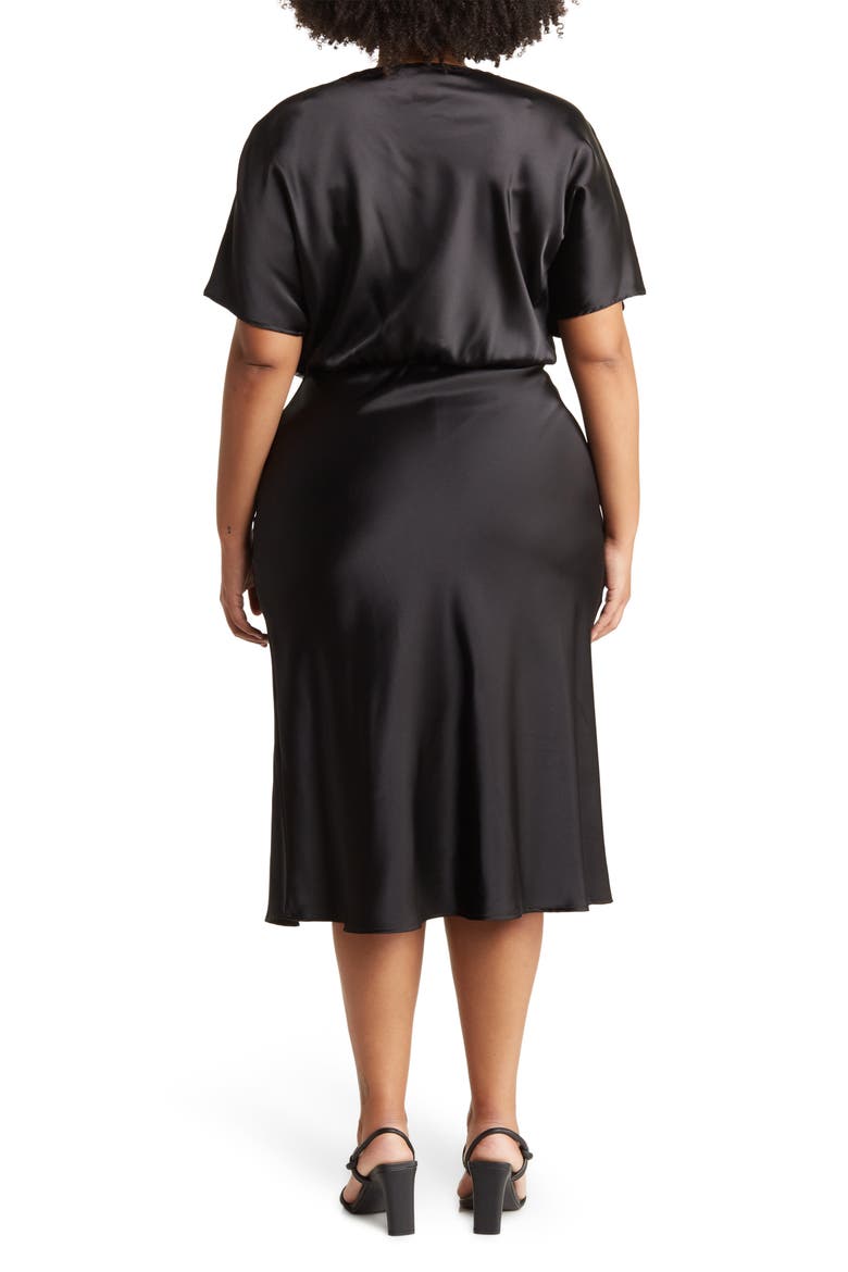 Satin Off the Shoulder Dress, Alternate, color, BLACK