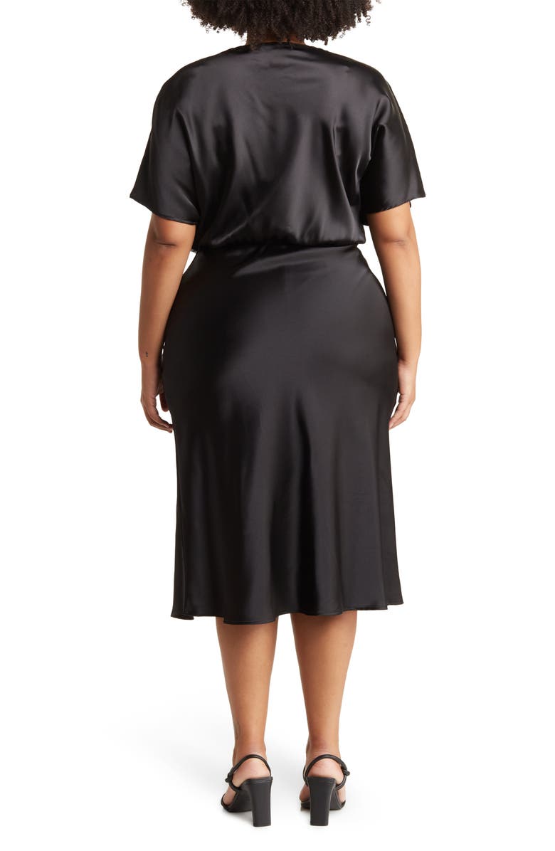 Renee C Satin Off the Shoulder Dress, Alternate, color, Black