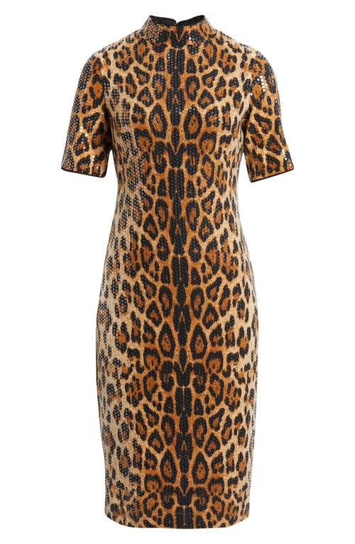 Anne Klein Sequin Mock Neck Sheath Dress In Multi