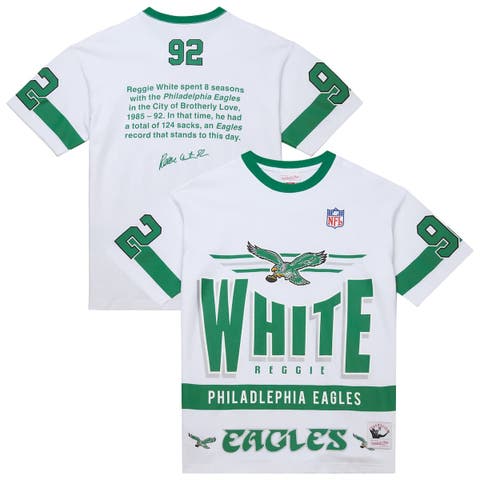 Men
s Mitchell 
Ness Reggie White White Philadelphia Eagles Name 
Number Team Origins Vintage Logo T-Shirt