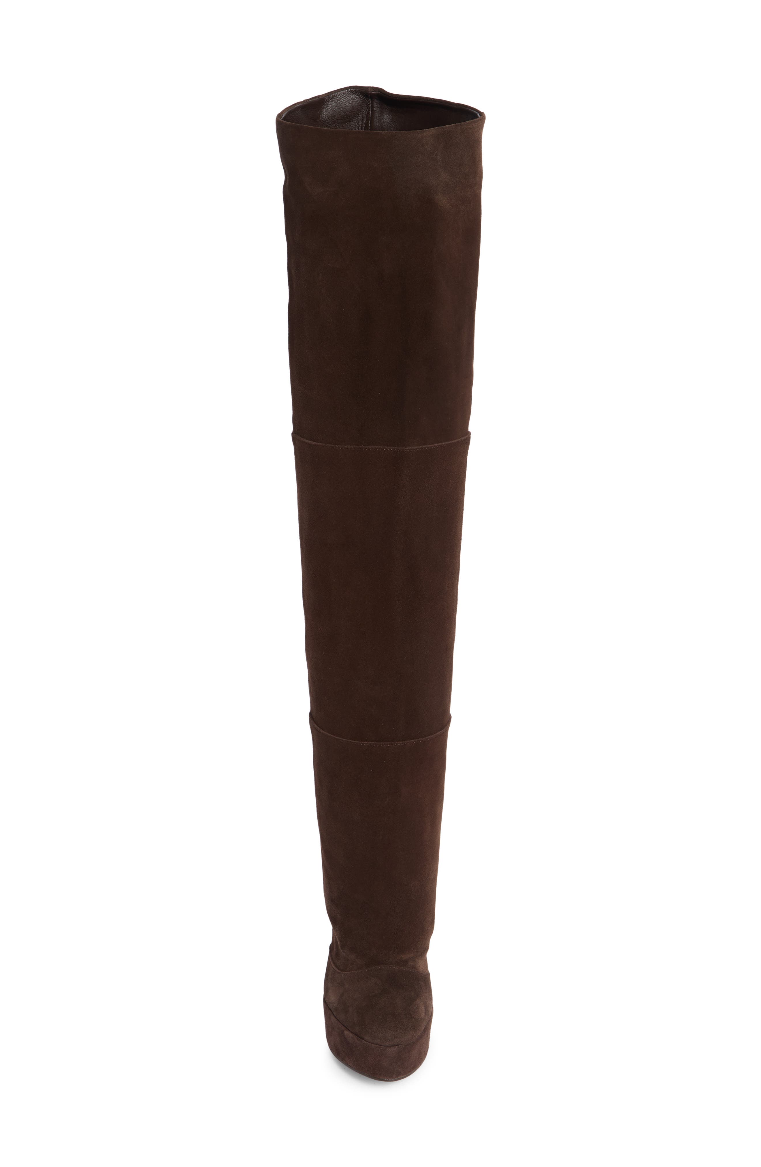 Dallas Leather Over the Knee Platform Boot, Alternate, color, BROWN
