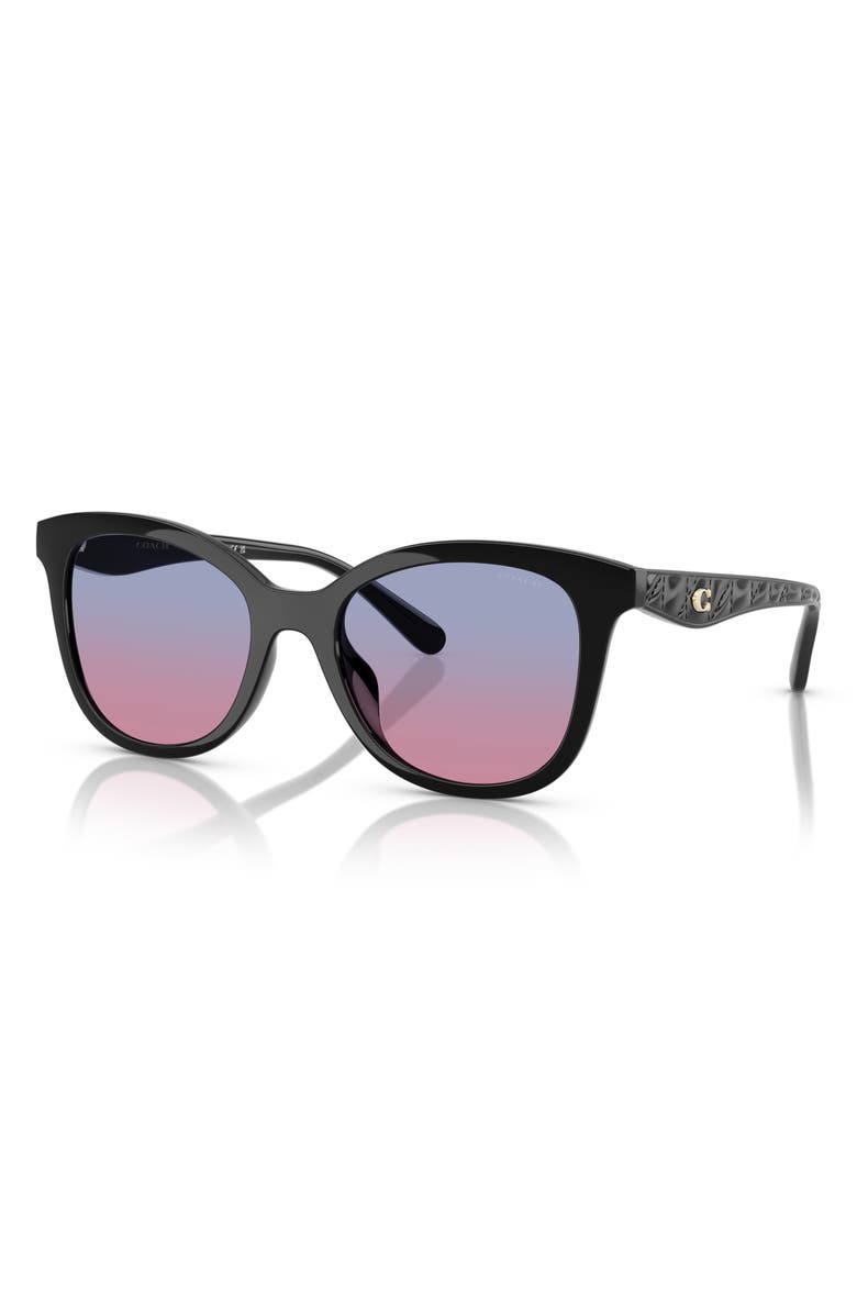 COACH 55mm Square Sunglasses, Alternate, color, Black / Blue Purple Gradient