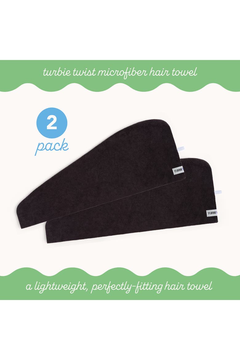 2 Pack Hair Towel Wraps for Straight, Wavy, Curly Hair, Alternate, color, Dark Brown