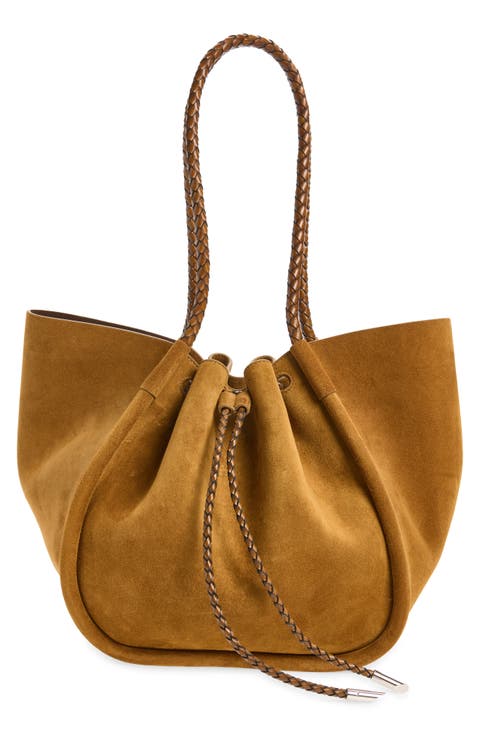 Large Ruched Suede Tote