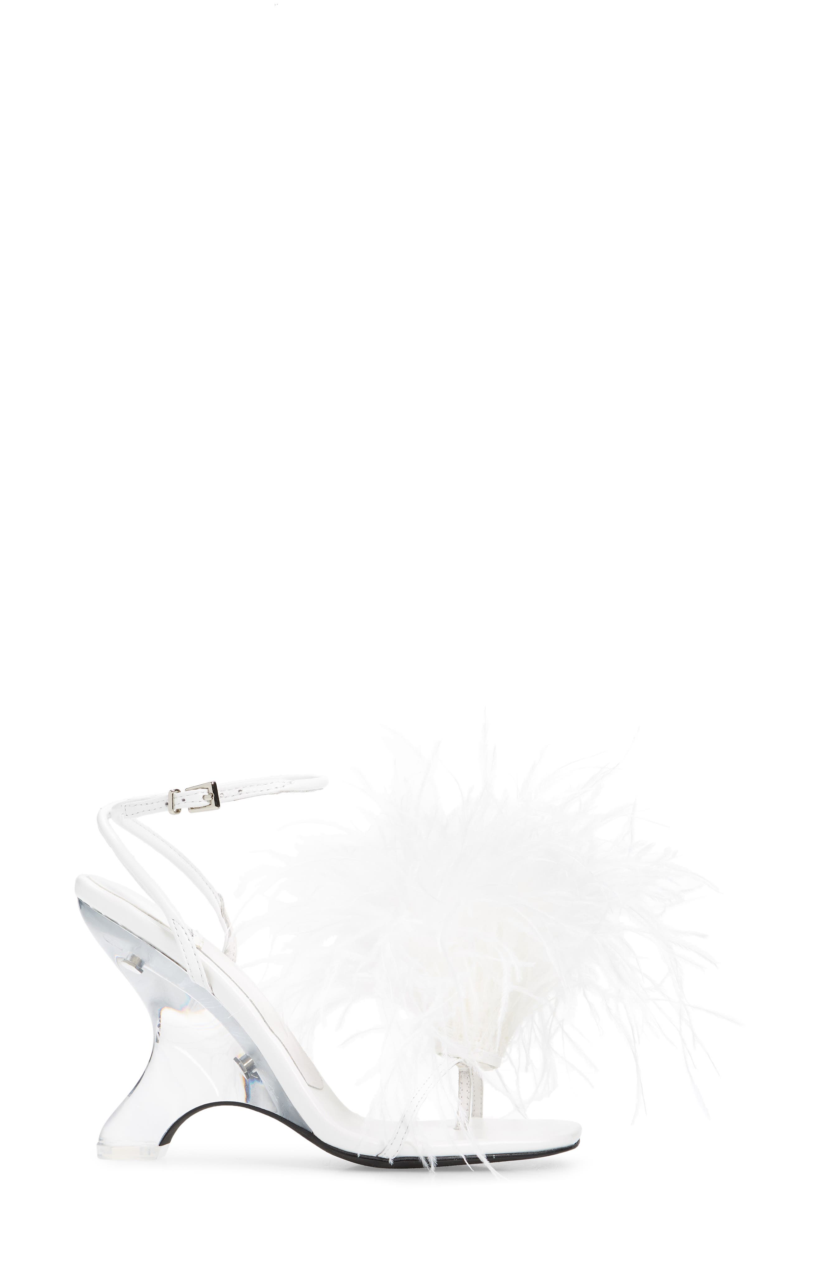 Flirt-Alot Feather Sandal, Alternate, color, WHITE CLEAR