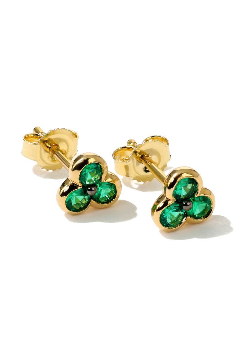 Trinity Stud Earrings, Main, color, EMERALD