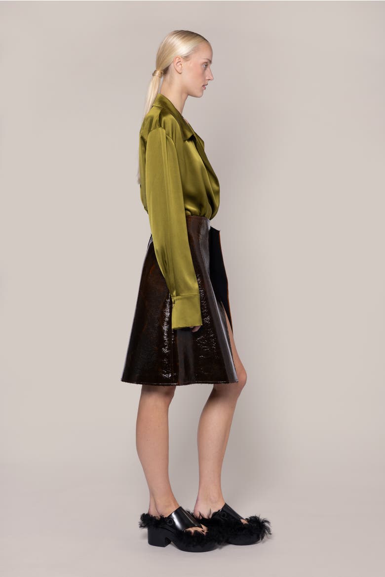 Adil Faux Leather Skirt, Alternate, color, 302gingerbread
