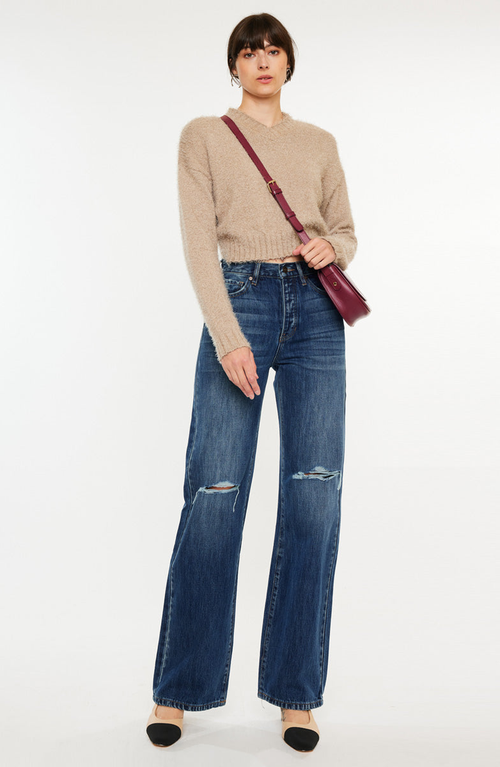 Kancan Montana Ultra High Rise 90's Flare Jeans In Brown