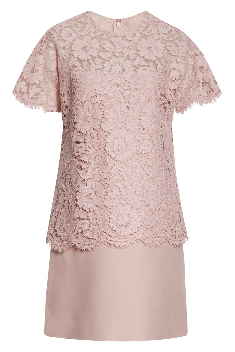 Lace & Crepe Couture Minidress, Alternate, color, SOFT PINK