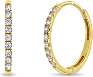 In Season Jewelry 14k Clear Cubic Zirconia Encrusted Hoop Earrings