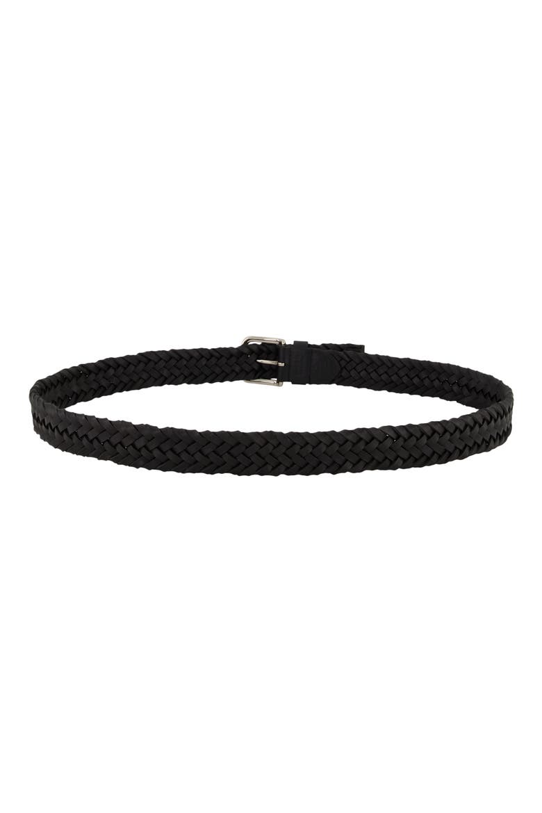 Alex Woven Leather Belt, Alternate, color, BLACK