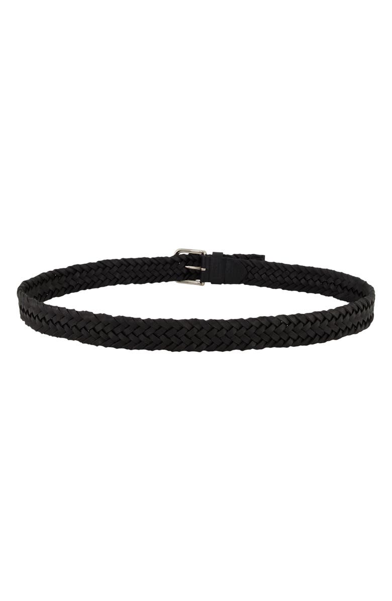 Vince Alex Woven Leather Belt, Alternate, color, Black