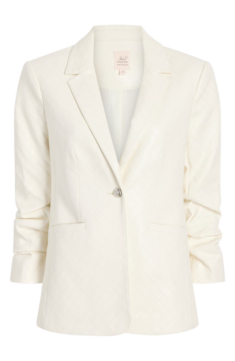 Cinq à Sept Khloe Quilted Faux Leather Blazer, Alternate, color, Ivory
