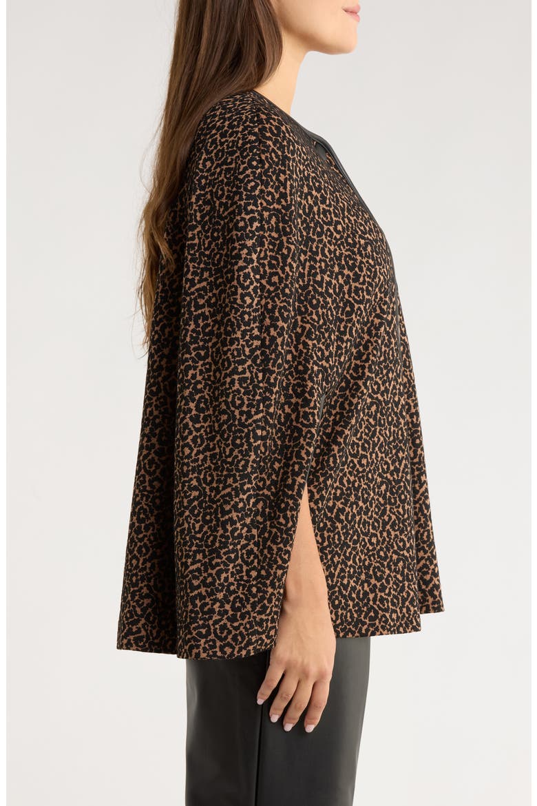 Leopard Jacquard Cape, Alternate, color, DARK CAMEL/BLACK