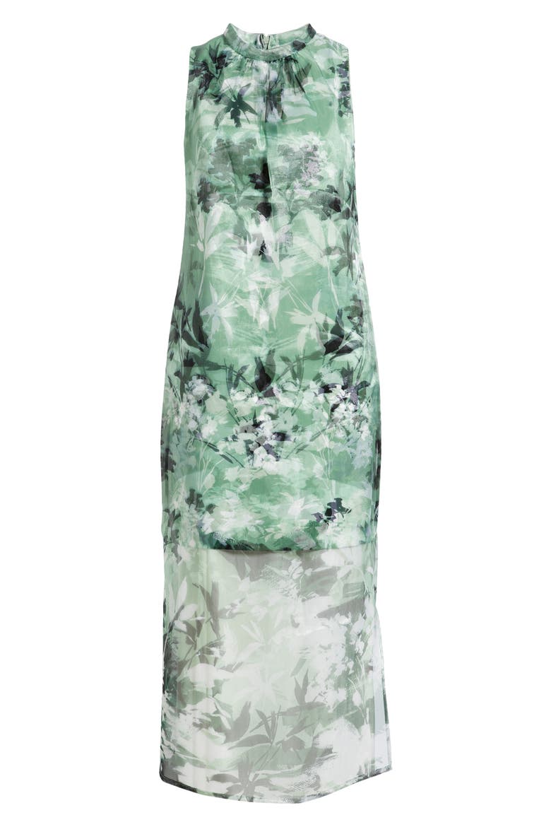 Floral Semisheer Organza Midi Dress, Alternate, color, NAVY/GREEN MULTI