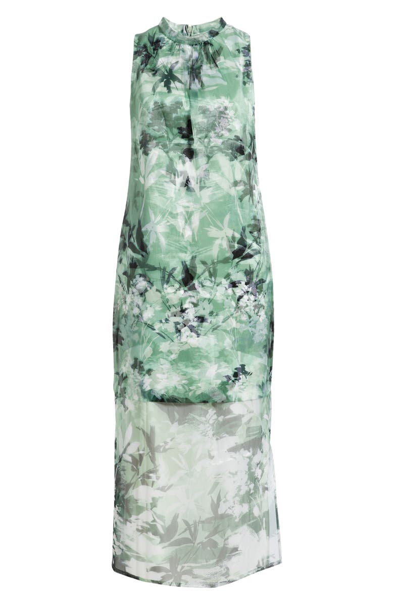 Vince Camuto Floral Semisheer Organza Midi Dress, Alternate, color, Navy/Green Multi
