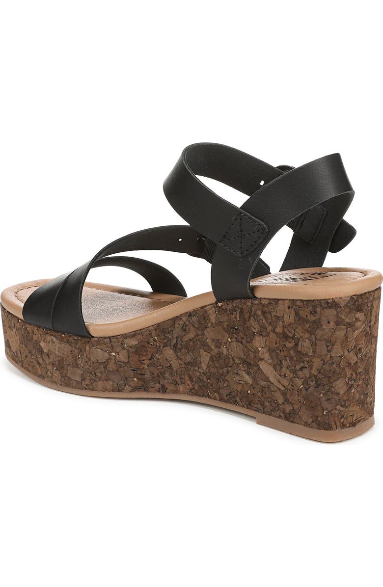 Blowfish Malibu Ali Buckled Wedge Sandal, Alternate, color, Black Faux Leather