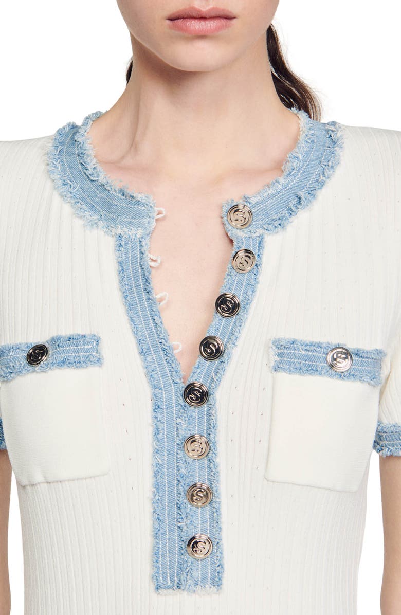 SANDRO Alecia Short Sleeve Sweater Dress, Alternate, color, 