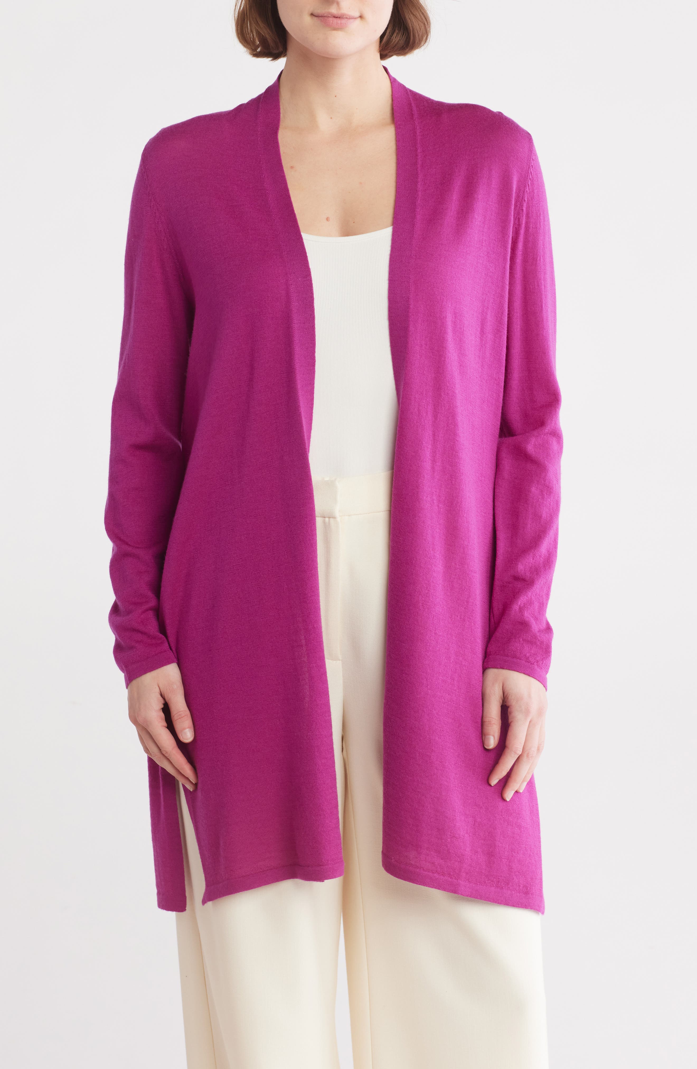 Open Front Merino Wool Cardigan