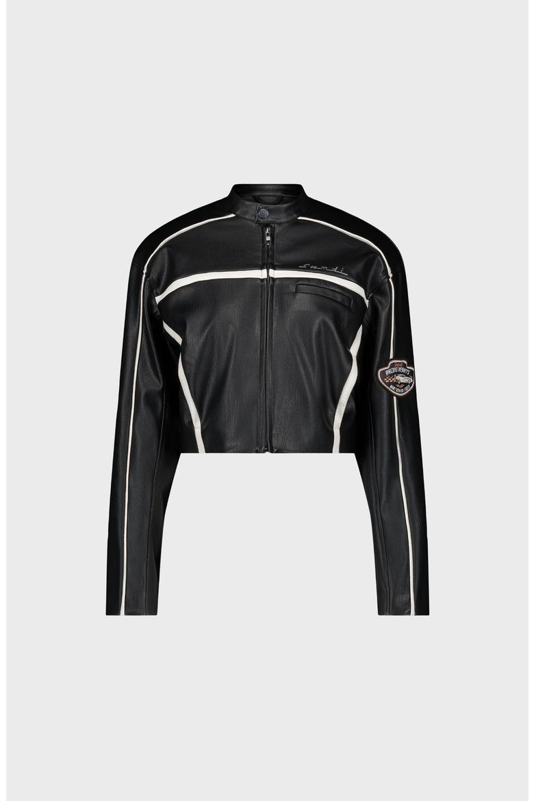 Calix Biker Jacket, Main, color, Black / White