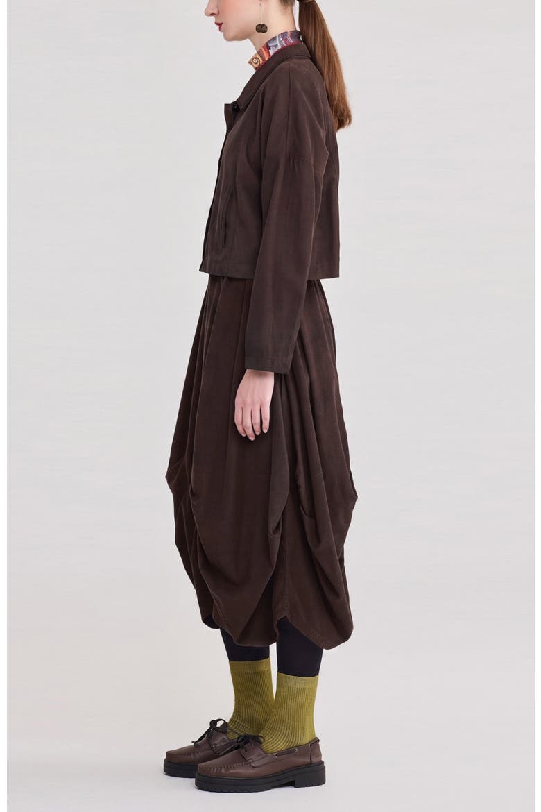 Ninon Velvet Balloon Skirt, Alternate, color, Brown