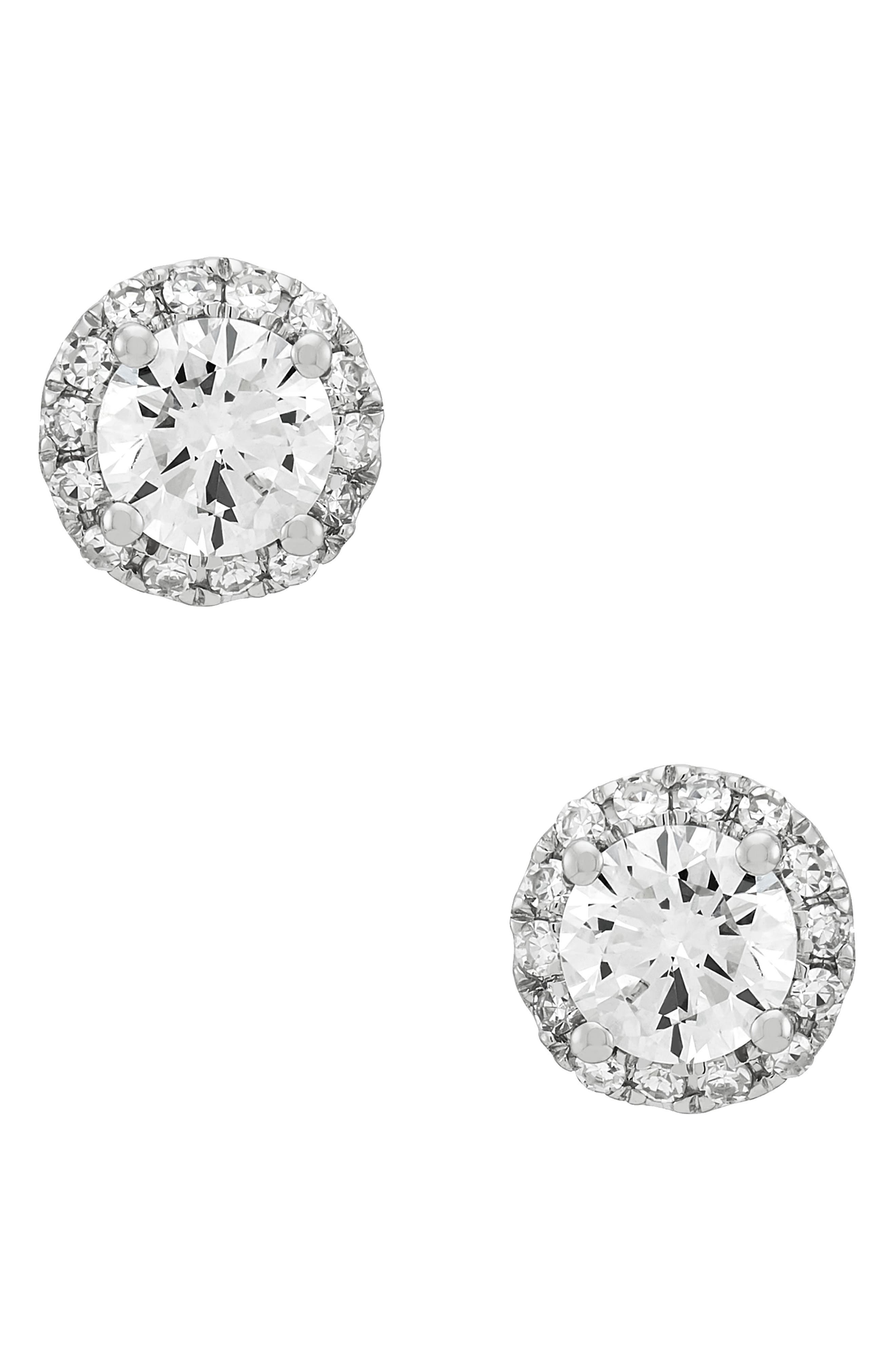 Frankie & Zoe 10K White Gold Lab Grown Diamond Halo Stud Earrings
