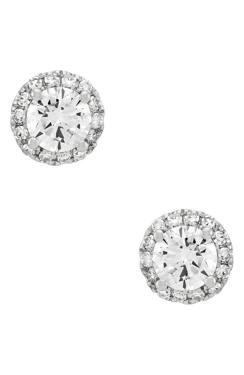Frankie & Zoe 10K White Gold Lab Grown Diamond Halo Stud Earrings, Main, color, White Gold