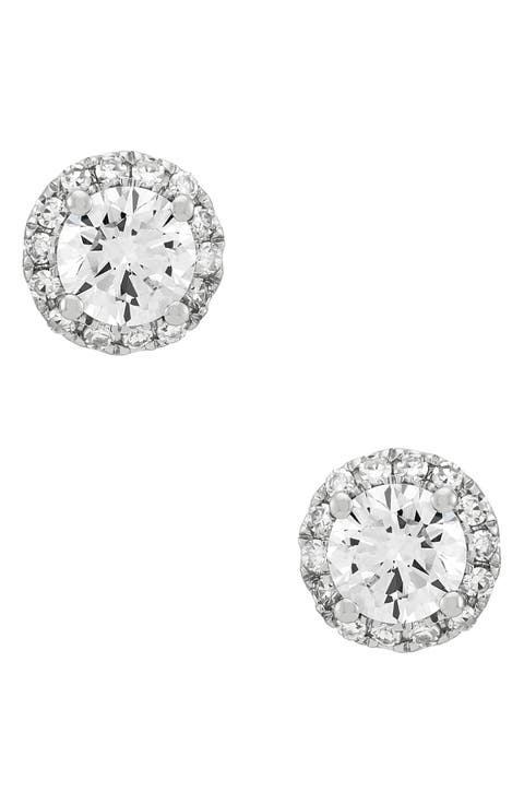 10K White Gold Lab Grown Diamond Halo Stud Earrings