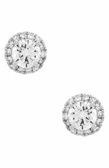 Frankie & Zoe 10K White Gold Lab Grown Diamond Halo Stud Earrings