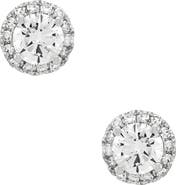Frankie & Zoe 10K White Gold Lab Grown Diamond Halo Stud Earrings