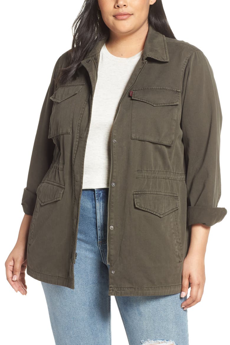 Levi's® Cotton Oversize Military Jacket, Main, color, OLIVE