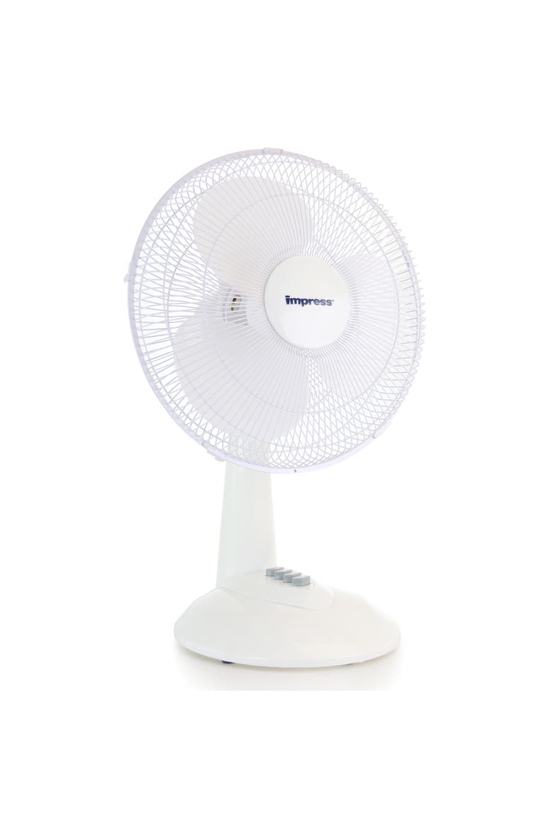 12 Inch 3 Speed Oscillating Table Fan in White, Main, color, White
