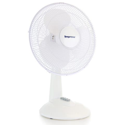 12 Inch 3 Speed Oscillating Table Fan in White