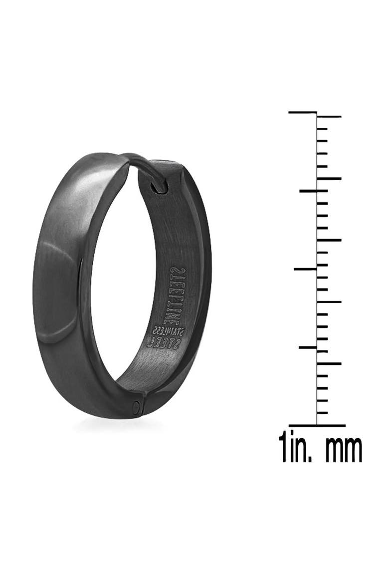 Men's Black Ion-Plated Huggie Hoop Earrings, Alternate, color, BLACK