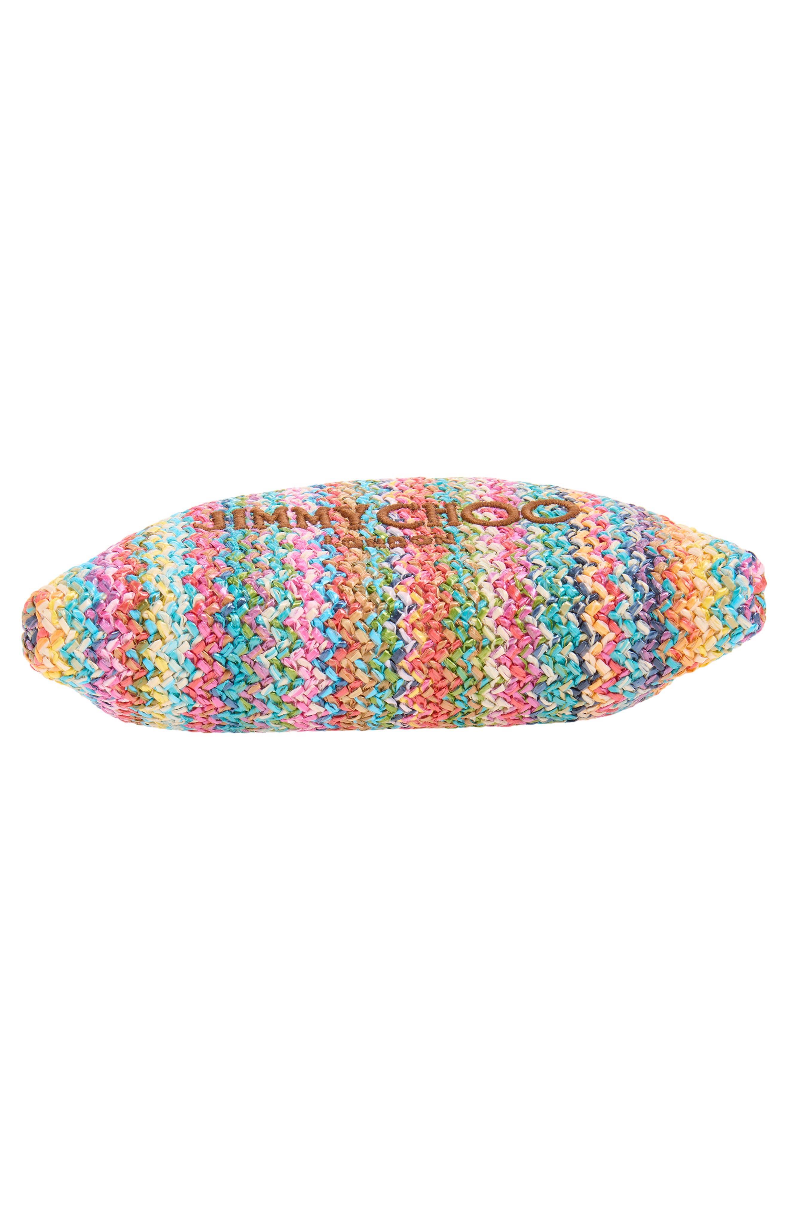 Jimmy Choo Chevron Raffia Drawstring Pouch, Alternate, color, Multi/ Tan/ Light Gold