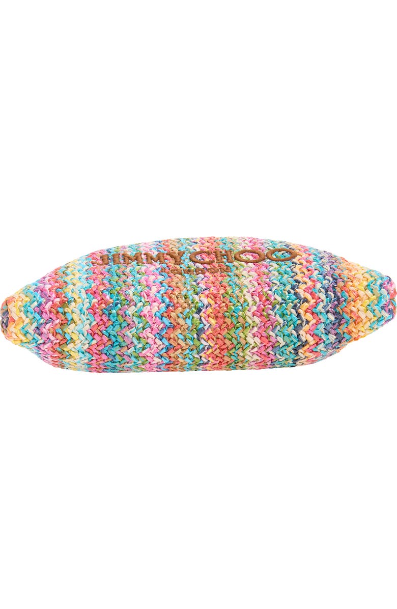 Jimmy Choo Chevron Raffia Drawstring Pouch, Alternate, color, Multi/ Tan/ Light Gold