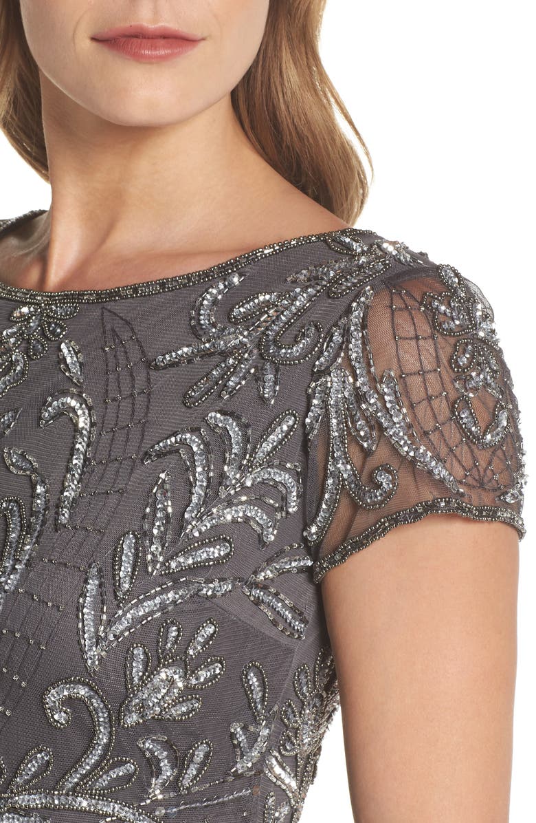 Pisarro Nights Embellished Mesh Gown, Alternate, color, 