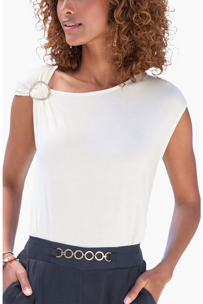 Asymmetrical Ring Detail Top, Main, color, Ivory