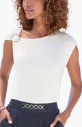 LASCANA Women's Asymmetrical Ring Detail Top