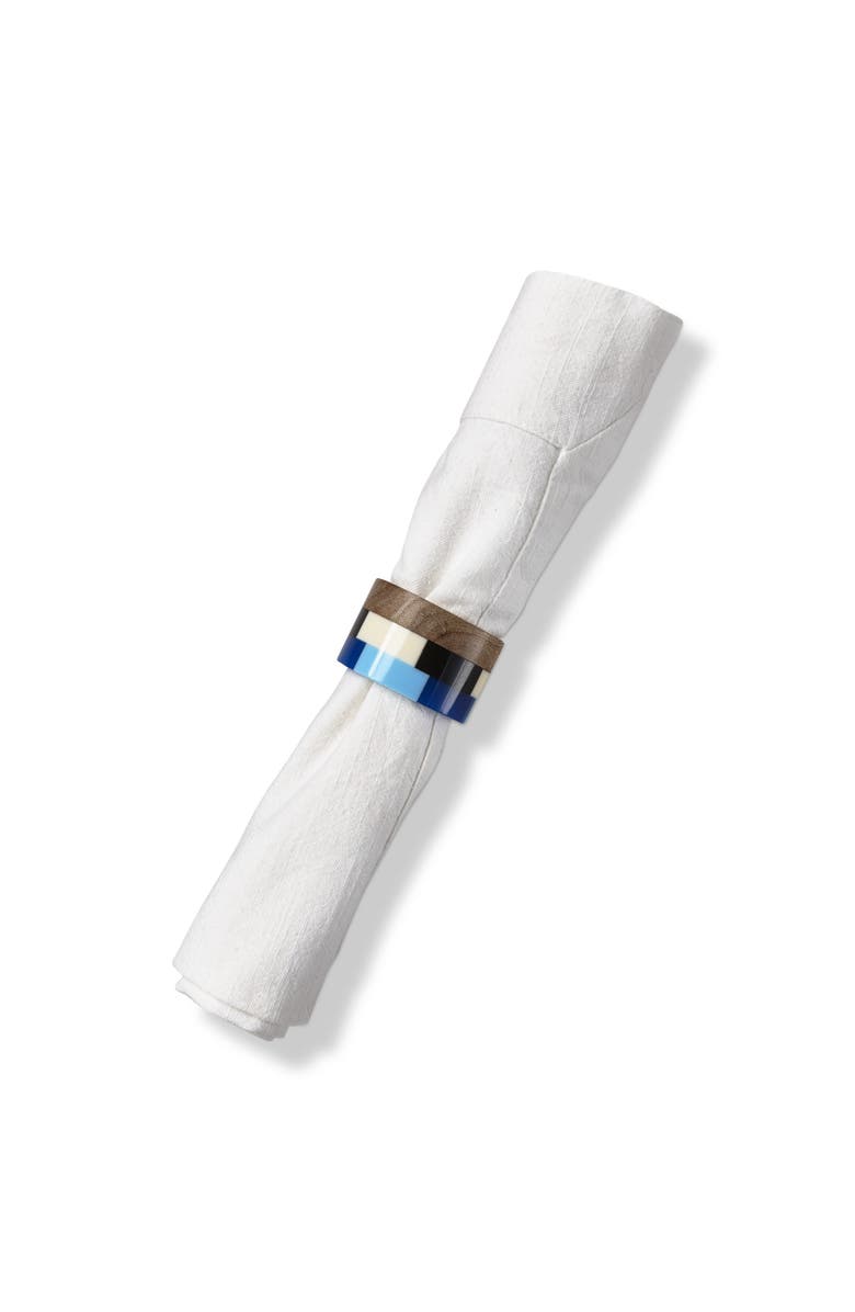 tag Mosaic Blue Napkin Rings Set of 4 Summer Decor Wood, Main, color, Blue