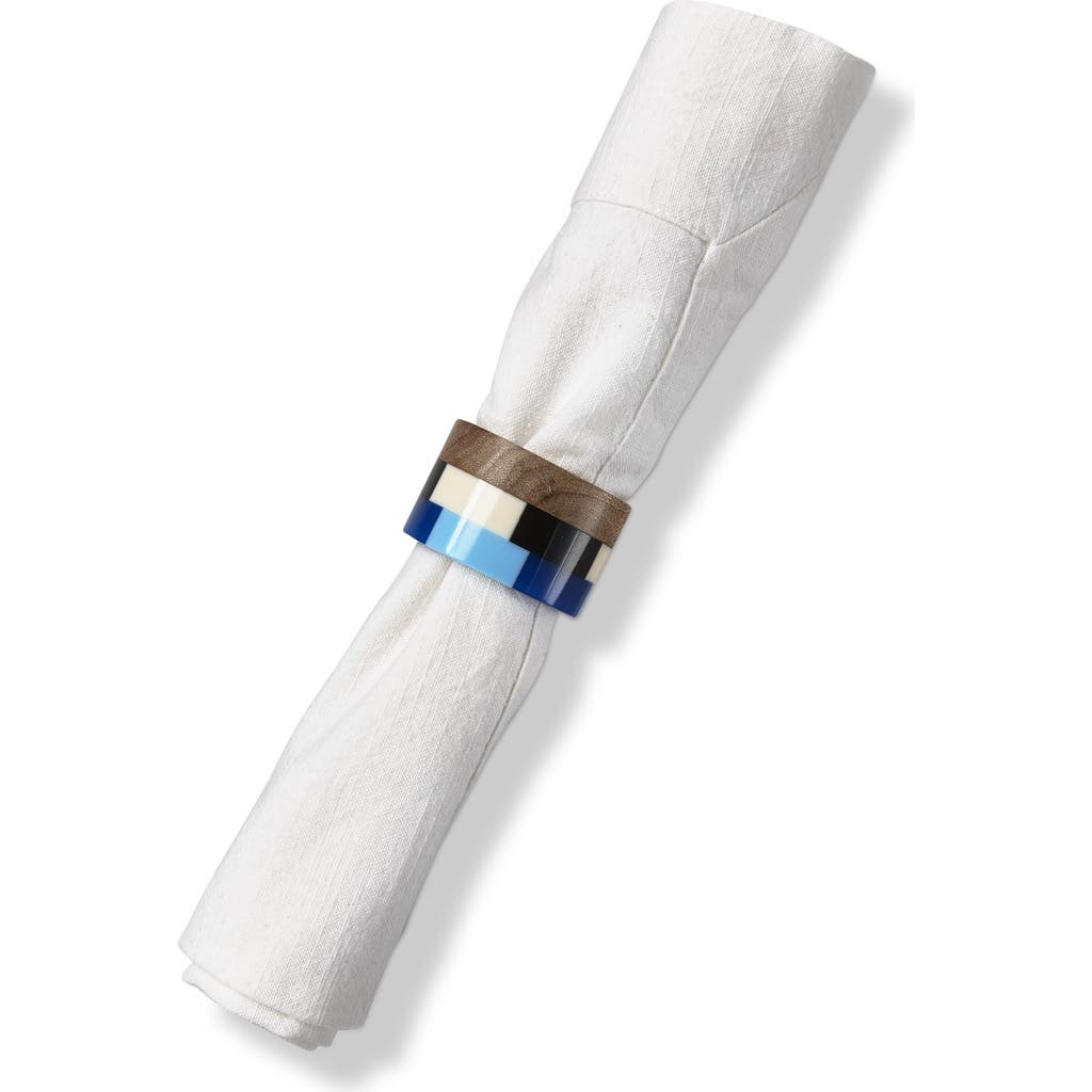 Tag Mosaic Blue Napkin Rings Set Of 4 Summer Decor Wood In Multi