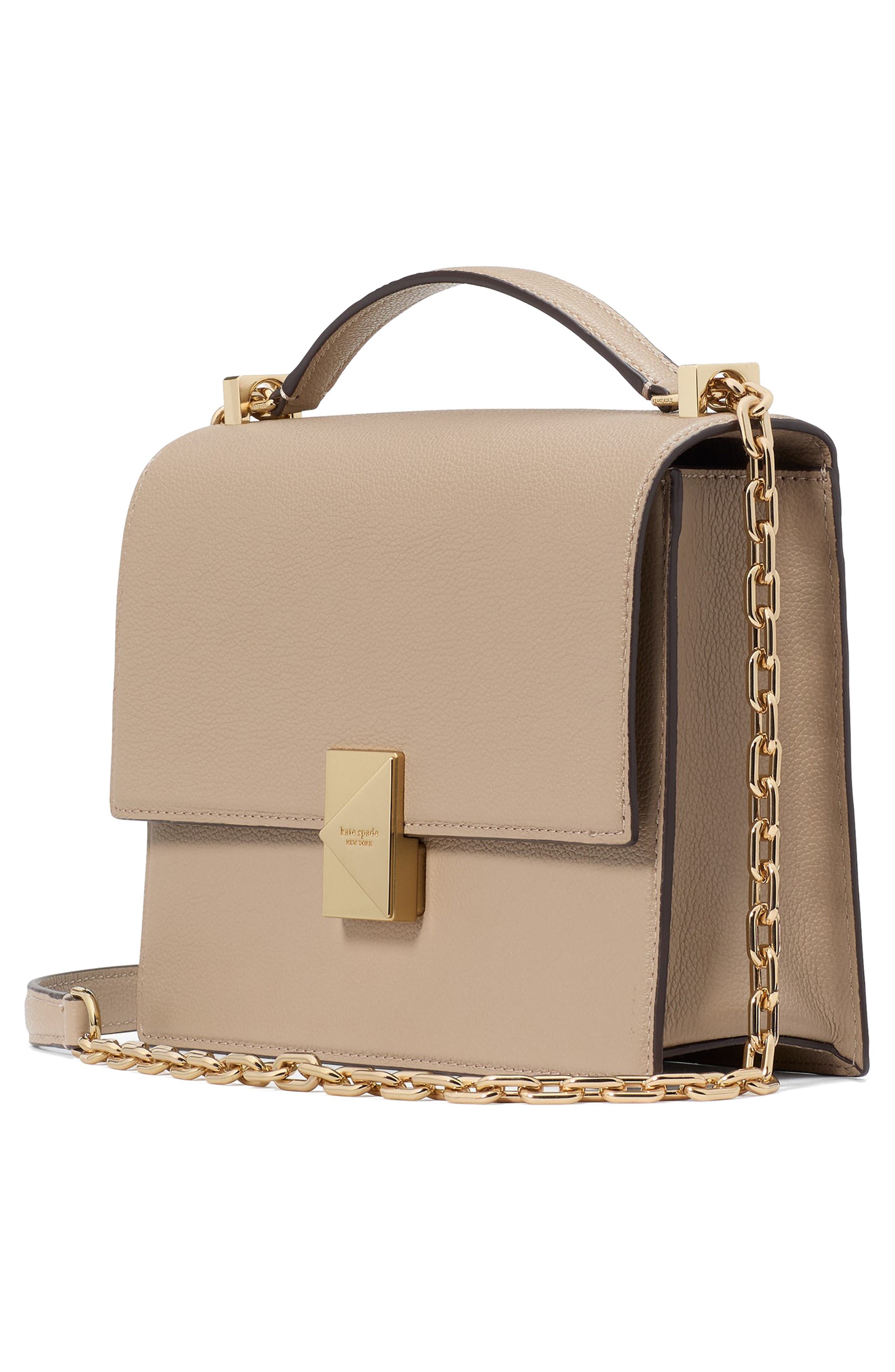 Kate Spade New York deco pebbled leather convertible crossbody bag, Alternate, color, Timeless Taupe